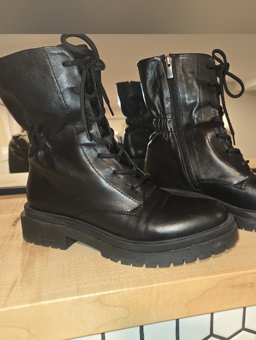 Women’s Black Lace-Up Combat Boots - Stylish Everyday Wear
